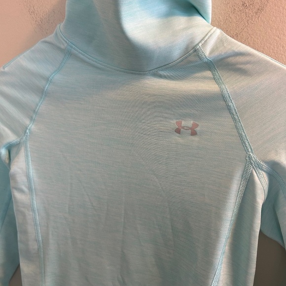 Under Armour ColdGear Cowl Neck Top Womens Size Small Aqua Fitted Skiing Ski - Picture 3 of 7